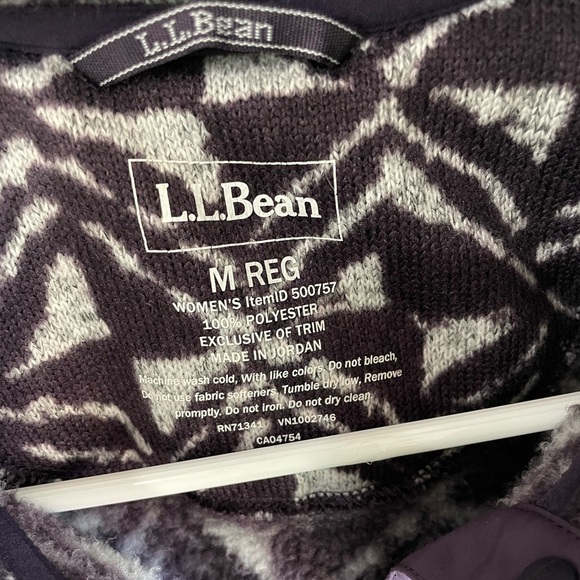 L.L. Bean Retro Geo Print Sweater Fleece Pullover - Dark Purple - Size Medium - Picture 3 of 12